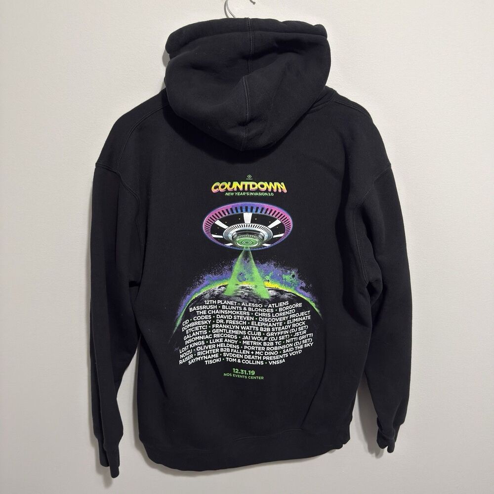 Countdown NYE Music Festival Pullover Hoodie M EDM Rave Alesso ATLiens Galantis